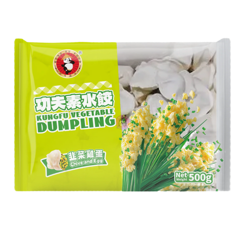 功夫素水饺韭菜鸡蛋500g Kung Fu Vegetable Dumplings Chive & Egg