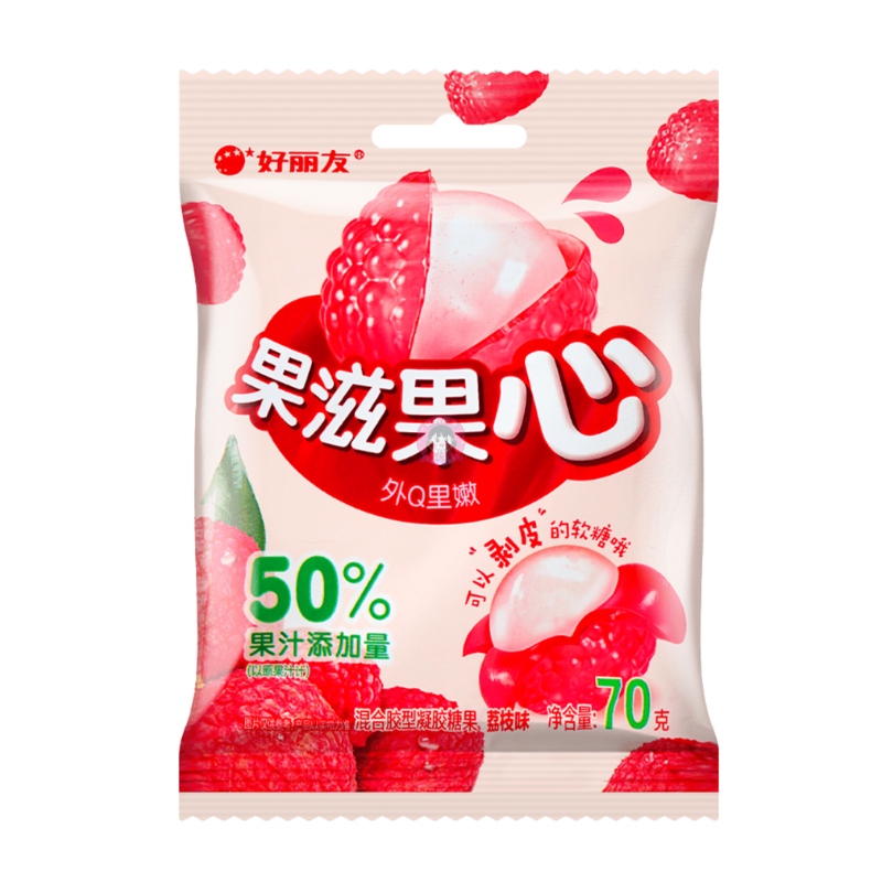 好丽友果滋果心剥皮软糖荔枝味70g Orion Soft Candy Lychee Flavour