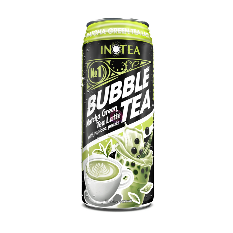Inotea Bubble tea Matcha Green Tea Latte With Tapioca Pearls 490ml