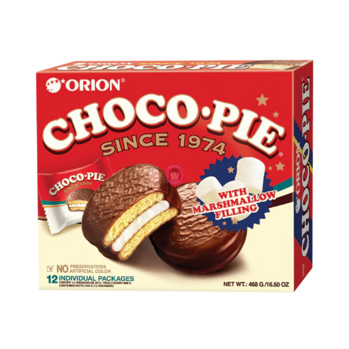 好丽友派巧克力派原味12pcs 408g Orion Choco Pie Marshmallow Filling 408g
