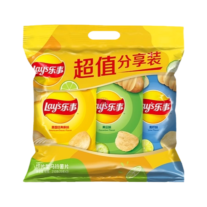乐事分享装(原味+黄瓜+青柠)味 3*70g Lay's Assorted Crisps Original + Cucumber + Lime Flavour