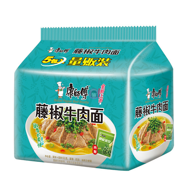 康师傅藤椒牛肉面5pcks MK Beef with Peppercorn Flavour Noodle