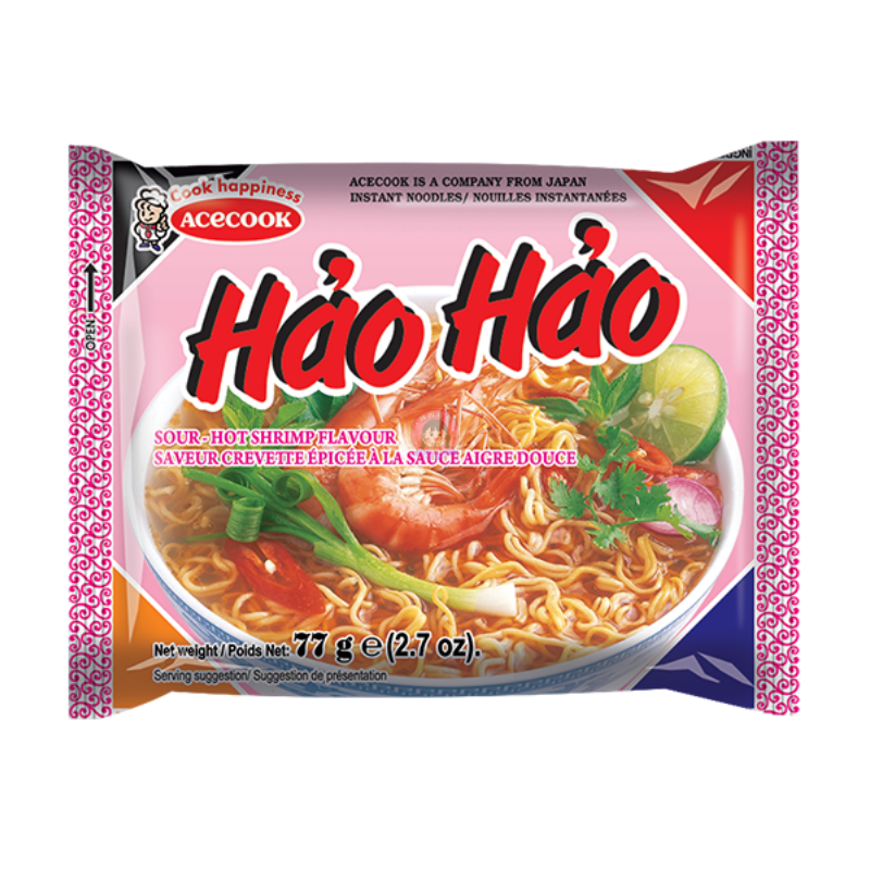 Acecook Hao Hao Instant Noodles Hot & Sour Shrimp Flavour 77g