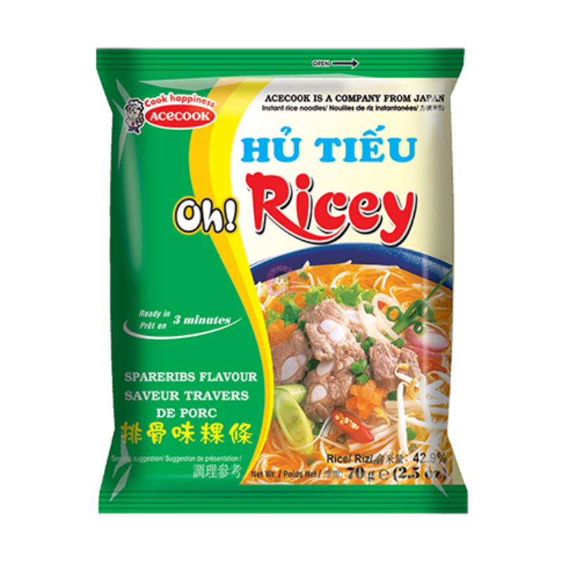 Acecook Oh! Ricey Instant Rice Noodles Spare Rib Flavour 70g 越南排骨味粿条