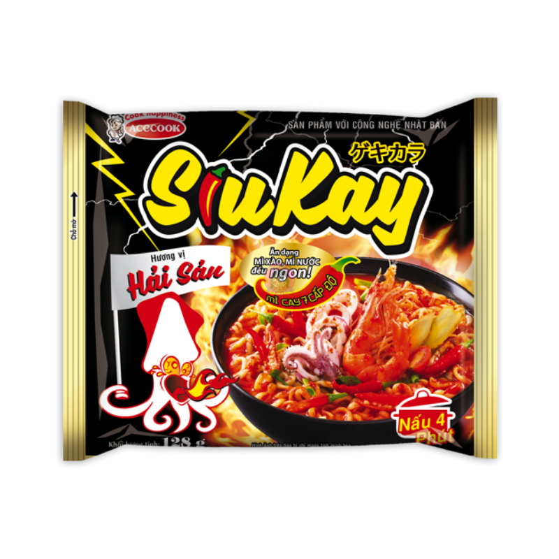 Acecook Siukay Spicy Instant Noodle Seafood Flavour 127g