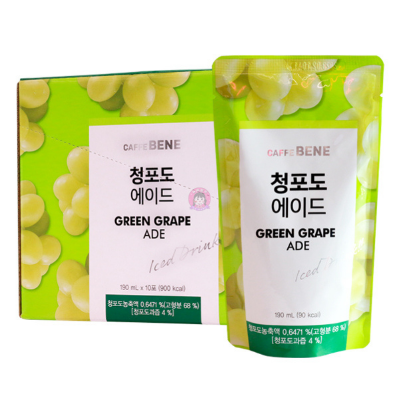 Caffe Bene Green Grape Ade Korean Pouch Drink 190ml