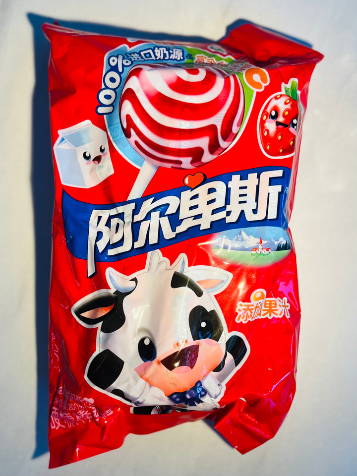 阿尔卑斯棒棒糖草莓牛奶味200g Alpenliebe Lollipop Candy Strawberry & Cream Flavour