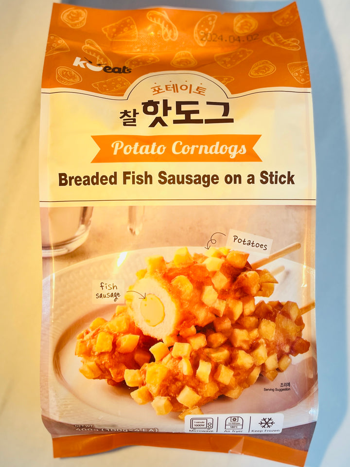 K Eats Crispy Corndogs Potato Fish Sausage 400g