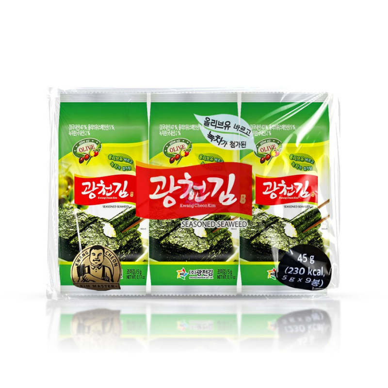 Kwang Cheon Kim Dosirak With Olive Oil & Green Tea Seasoned Seaweed 9pcks  广川即食紫菜橄榄油味