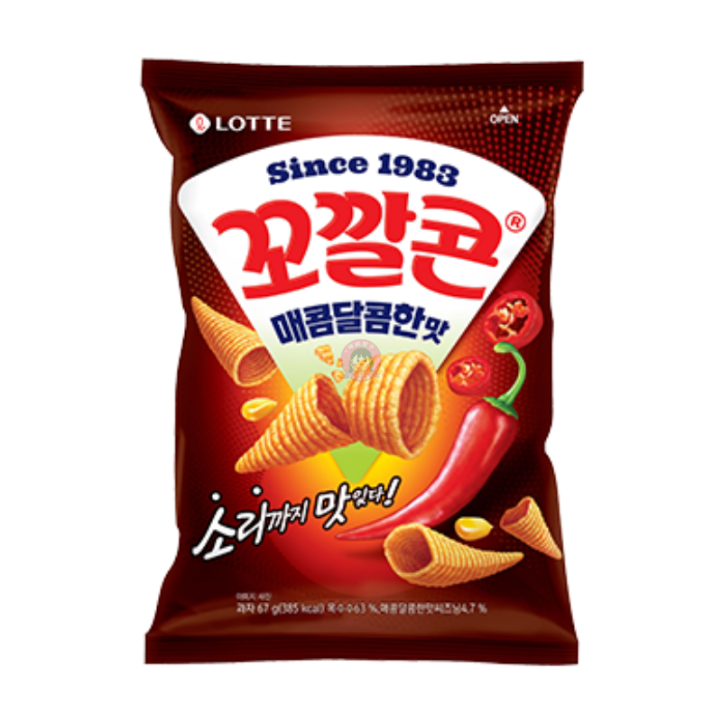 Lotte Kokal Corn Snack Sweet & Spicy Flavour 67g 乐天玉米脆角甜辣味