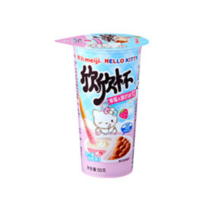 Meiji Hello Kitty Yan Yan Chocolate Cream Snack Strawberry Yogurt Flavour 50g 明治欣欣杯Hello Kitty草莓酸奶味