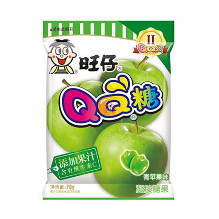 旺仔QQ糖青苹果味70g WZ QQ Gummy Candy Apple