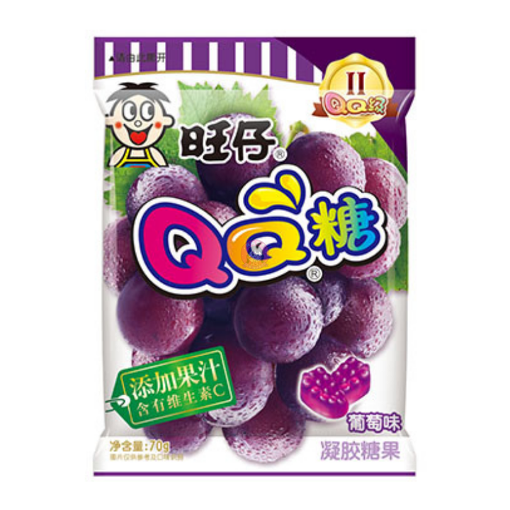 旺仔QQ糖葡萄味70g WZ QQ Gummy Candy Grape