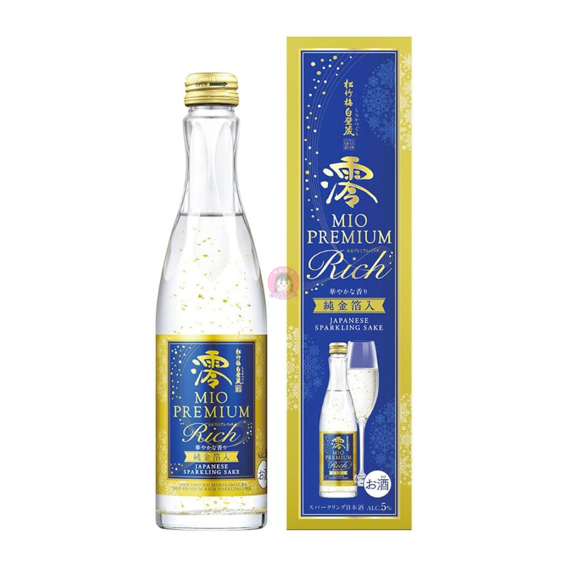 Shirakabegura Mio Sparkling Sake Premium Rich With Gold Flakes 300ml Alc 5.1%