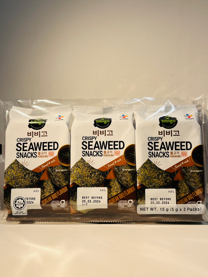 Bibigo Crispy Seaweed Snacks BBQ Flavour 15g