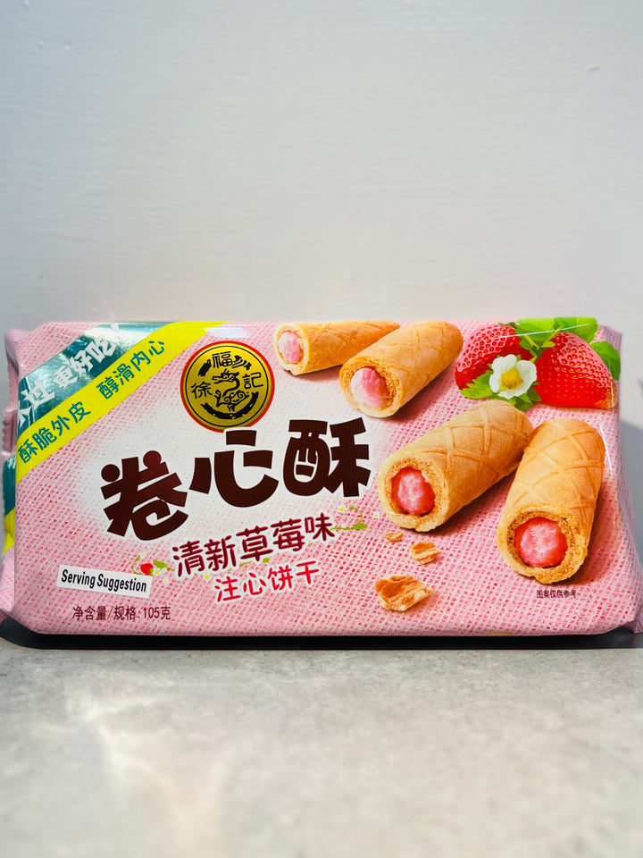 徐福记草莓卷心酥105g HSU Roll Cookie Strawberry Flavour