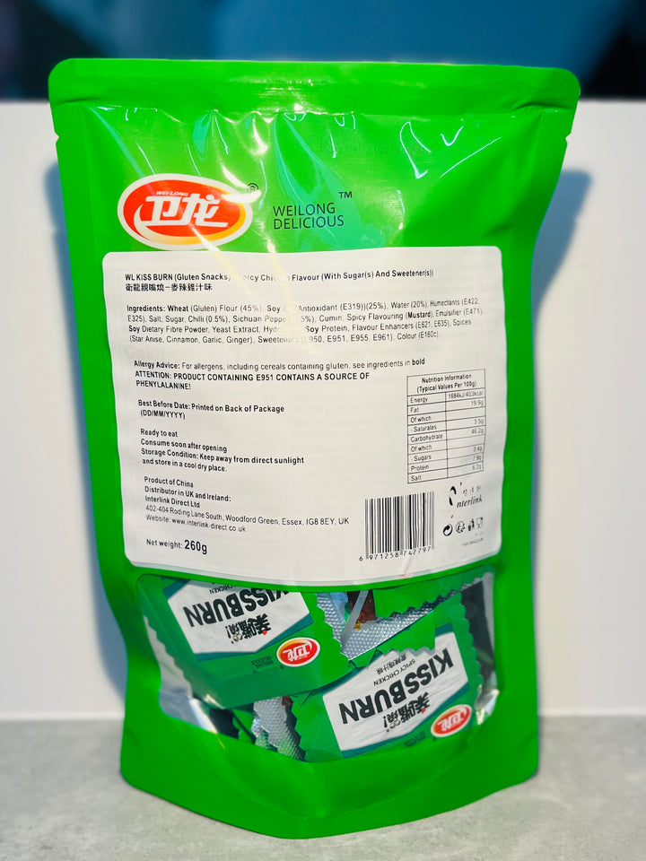 卫龙亲嘴烧麦辣鸡汁味250g WL Gluten Snacks Spicy Chicken