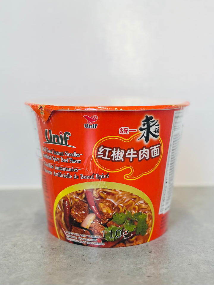 统一红椒牛肉面桶110g Unif Bowl Instant Noodles Spicy Beef